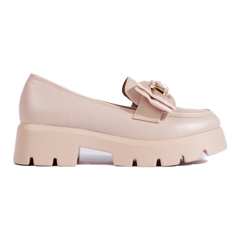 Mocassini Shelovet con perle e fiocco beige
