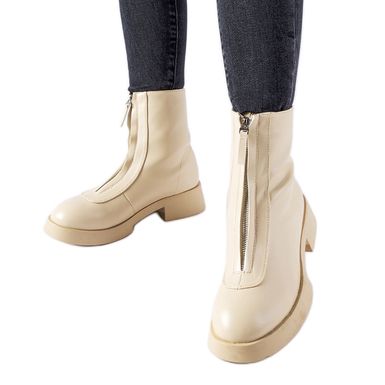 Stivaletti isolanti beige con cerniera Baldo