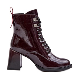 Stivaletti stringati con tacco alto in vernice bordeaux S.Barski MR870-06 rosso