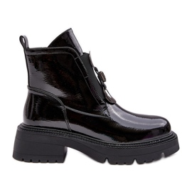 Stivali da donna in vernice con decorazione, Nero S.Barski MR870-53