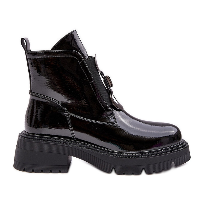 Stivali da donna in vernice con decorazione, Nero S.Barski MR870-53