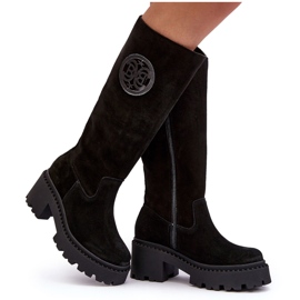 Lewski Shoes Stivali sopra il ginocchio in pelle scamosciata da donna neri Lewski 3367 nero