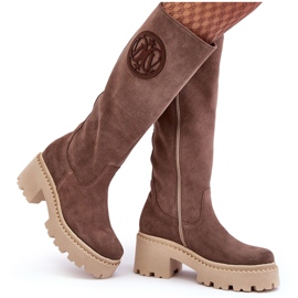 Lewski Shoes Stivali Sopra il Ginocchio in Pelle Scamosciata da Donna Marrone Lewski 3367