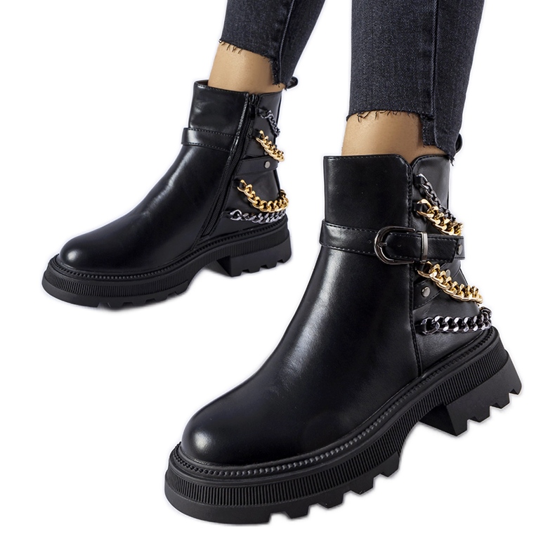 Stivaletti neri con catene decorative di Bonenfant nero