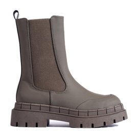 Stivali alti opachi verde scuro con Shelovet elastico