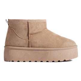 Scarponi da neve corti beige sulla piattaforma Shelovet