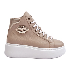 Sneakers Alte con Zip da Donna Lemar Beige Katerin