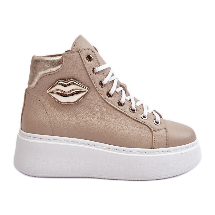 Sneakers Alte con Zip da Donna Lemar Beige Katerin