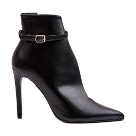 WS1 Stivaletti da Donna in Pelle con Tacco Alto, Colore Nero Amalundi