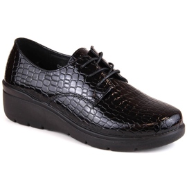 Scarpe oxford Croco da donna in vernice con zeppa T.Sokolski 328 nero