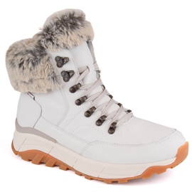 Stivaletti da donna in pelle impermeabili isolati con lana, bianchi Rieker W0063-80 bianco