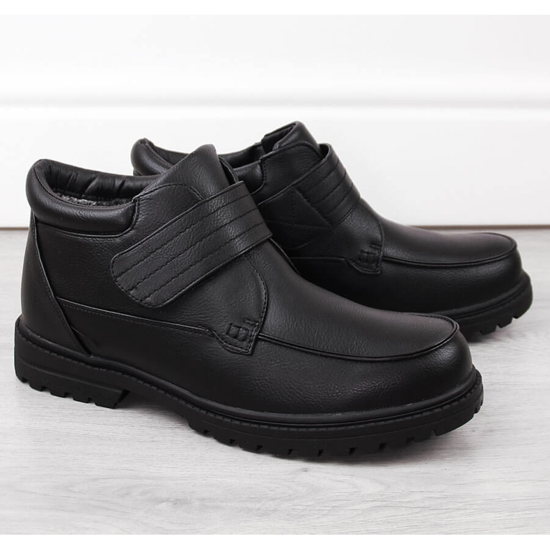 Atletico Stivali isolanti con velcro da uomo, stile uomo nero WS-004