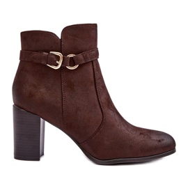 Sergio Leone Stivaletti da Donna in Pelle con Fibbia, Marrone Lasima