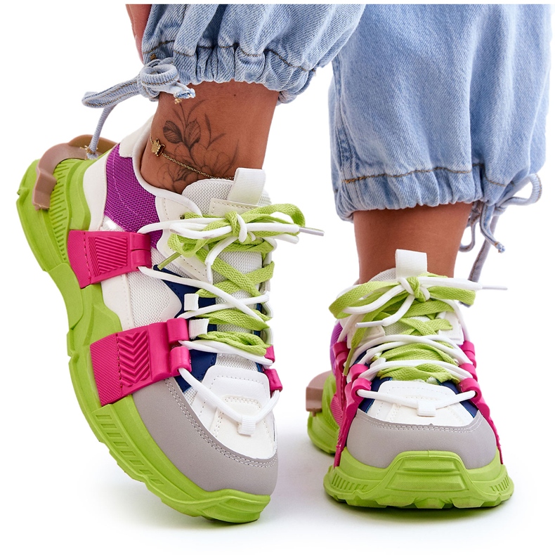 Seastar Scarpe sportive stringate alla moda da donna, verde-rosa multicolore