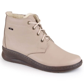 Comodi stivali invernali con zeppa in pelle Helios W H584B, beige