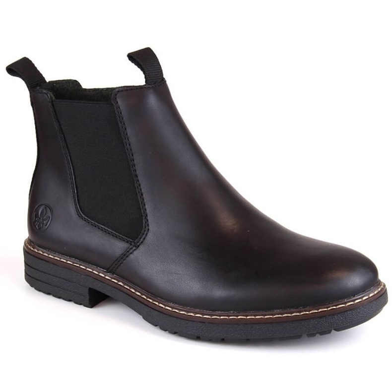 Comodi stivali in pelle isolanti Rieker M RKR634 neri nero