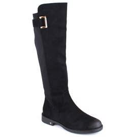 Stivali da donna in camoscio con elastico sul retro, neri Potocki SZ12252 nero
