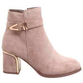 Eleganti stivaletti con tacco alto Khalia Khaki beige
