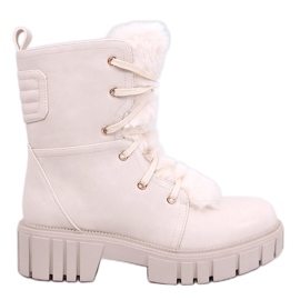 Stivaletti stringati Melvin Beige con pelliccia