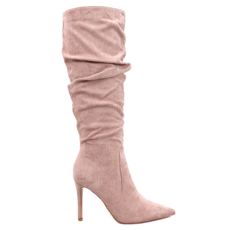 Stivali classici con tacco alto Danielle Khaki beige