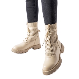 Stivali a calza traforati beige di Portico