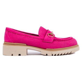 Mocassini Shelovet in camoscio traforato, fucsia rosa