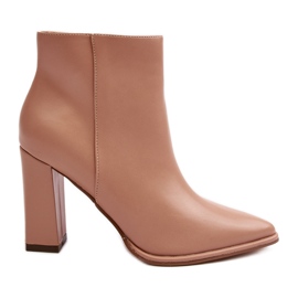 Stivaletti in pelle da donna Saitana beige con tacco alto