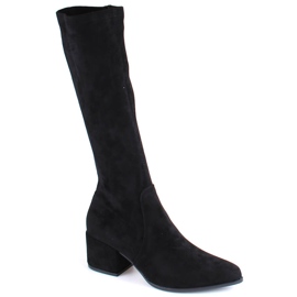 Stivali coibentati in pelle scamosciata con tacco alto da donna, neri Sergio Leone KZ212 nero