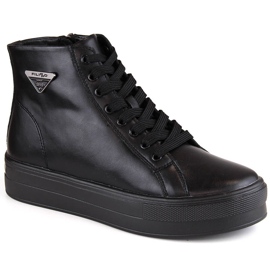 Stivaletti in pelle con plateau, creepers Filippo DBT4708 neri isolanti nero