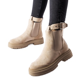 Stivaletti beige con chiusura decorativa di Abela