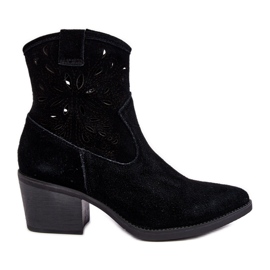 S.Barski Stivali da cowboy traforati in pelle scamosciata D&amp;A SN622-20 Neri nero
