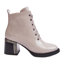 S.Barski Stivali da Donna in Vernice D&amp;A MR870-98 Beige Chiaro
