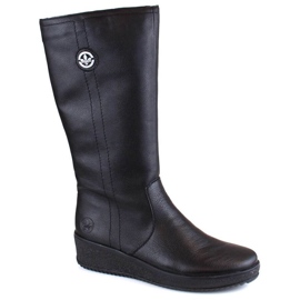 Stivali impermeabili in pelle isolati con lana di pecora Rieker W RKR237B nero