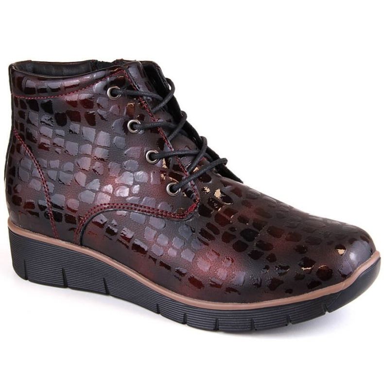 Filippo W PAW376B stivali con zeppa in pelle isolante bordeaux rosso