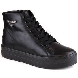 Stivaletti in pelle con plateau, creepers isolanti Filippo W PAW471, neri nero