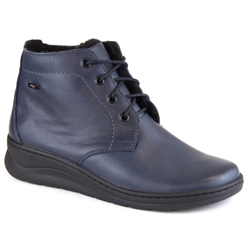 Stivali in pelle isolanti Helios W H584C con lacci e cerniera, blu navy