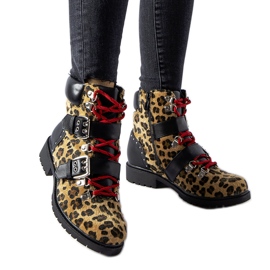 Stivaletti Baltimore con stampa leopardata neri e beige