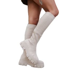Stivali a calzino lungo beige Ausonia