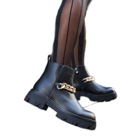 Stivaletti neri con catena Alfie spessa decorativa nero