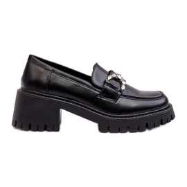 Scarpe da donna in pelle con tacco alto massiccio, Lemmitty nere nero