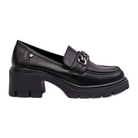 WS1 Scarpe Tacco Basso Da Donna In Pelle Nere Blimma nero