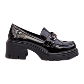 WS1 Scarpe da donna con tacco basso in pelle verniciata nere Blimma nero