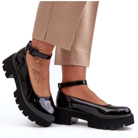 WS1 Scarpe da donna in vernice con tacco basso e fibbia, nere di Owena nero