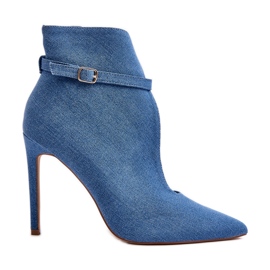 WS1 Stivaletti Da Donna In Denim Con Tacco Alto, Colore Blu Amalundi