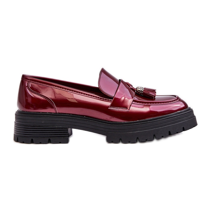 WD1 Mocassini in vernice con frange, Velenase bordeaux rosso