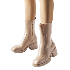 Stivali Wellington beige con cerniera e blocco Maggiore