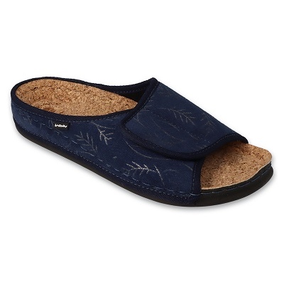 Ciabatte da donna Inblu con inserto in sughero 155D140, colore blu navy, con velcro