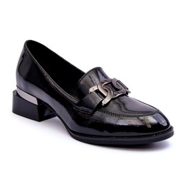 Vinceza Scarpe in vernice, mocassini neri con tacco alto nero