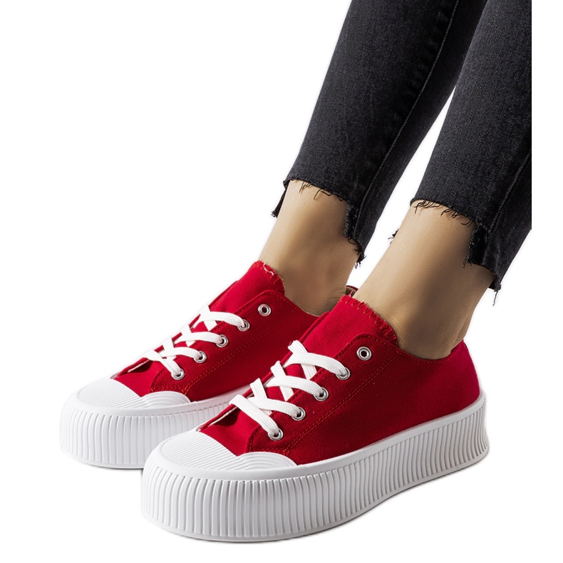 Sneakers rosse con suola spessa Fortunata rosso