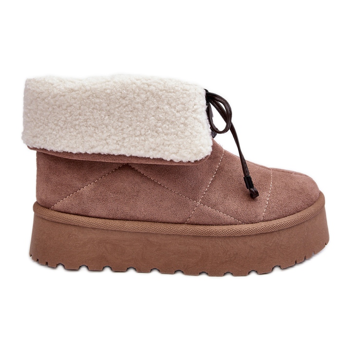 Stivali da neve con plateau Olimuka beige con pelle di pecora
